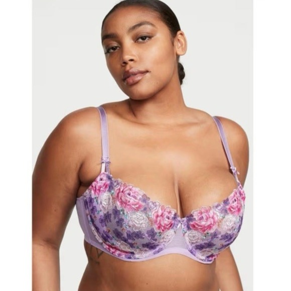 NWT Victoria's Secret Dream Angels Wicked Sz 36G Purple Floral Embroidery - Picture 2 of 3